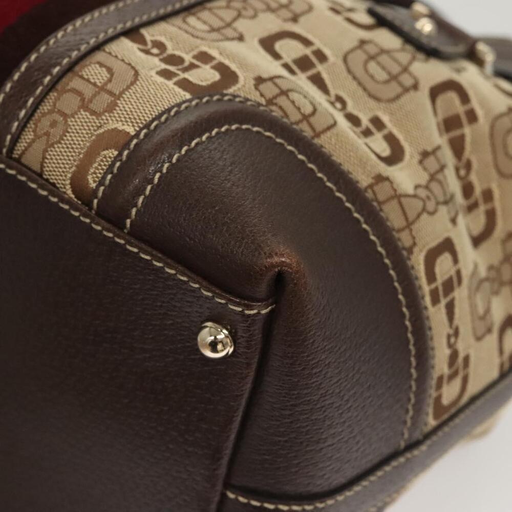 GUCCI Hand Bag Canvas Brown Gold - Picture 15 of 16